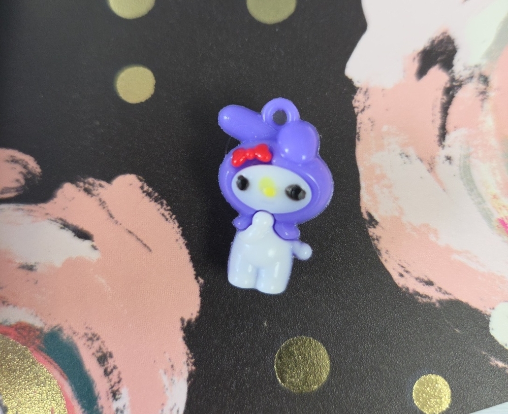 Sanrio Purple Bunny Hood Pet Charm with Red Bow